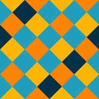 Yellow Orange Blue Black Large Diagonal Seamless French Checkered Pattern. Big Inclined Colorful Fabric Check Pattern Background. 45 degrees Classic Checker Pattern Design Texture. photo