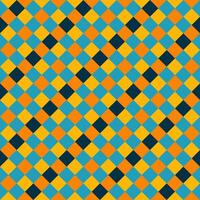Yellow Orange Blue Black Seamless Diagonal French Checkered Pattern. Inclined Colorful Fabric Check Pattern Background. 45 degrees Classic Checker Pattern Design Texture. photo