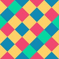Pink Yellow Green Blue Large Diagonal Seamless French Checkered Pattern. Big Inclined Colorful Fabric Check Pattern Background. 45 degrees Classic Checker Pattern Design Texture. photo