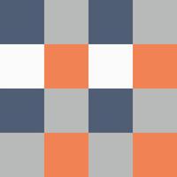 White Gray Orange Large Seamless French Checkered Pattern. Big Colorful Fabric Check Pattern Background. Classic Checker Pattern Design Texture. photo