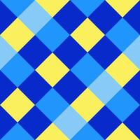 Blue Yellow Large Diagonal Seamless French Checkered Pattern. Big Inclined Colorful Fabric Check Pattern Background. 45 degrees Classic Checker Pattern Design Texture. photo