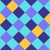 Purple Yellow Blue Lilac Large Diagonal Seamless French Checkered Pattern. Big Inclined Colorful Fabric Check Pattern Background. 45 degrees Classic Checker Pattern Design Texture. photo