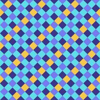 Purple Yellow Blue Lilac Seamless Diagonal French Checkered Pattern. Inclined Colorful Fabric Check Pattern Background. 45 degrees Classic Checker Pattern Design Texture. photo