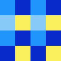 Blue Yellow Large Seamless French Checkered Pattern. Big Colorful Fabric Check Pattern Background. Classic Checker Pattern Design Texture. photo