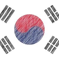 South Korea flag pencil painting picture. South Korean emblem shaded drawing canvas. photo