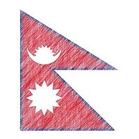 Nepal flag pencil painting picture. Nepali emblem shaded drawing canvas. photo