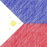 Philippines flag pencil painting picture. emblem shaded drawing canvas. photo