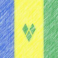 Saint Vincent and the Grenadines flag pencil painting picture. Saint Vincent and the Grenadines emblem shaded drawing canvas. photo