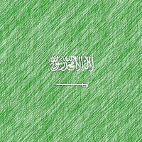 Saudi Arabia flag pencil painting picture. Saudi Arabia emblem shaded drawing canvas. photo