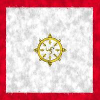 Sikkim oil painting. Sikkim emblem drawing canvas. A painted picture of a country's flag. photo