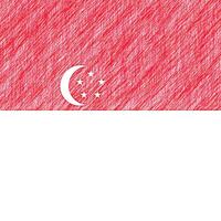 Singapore flag pencil painting picture. Singaporean emblem shaded drawing canvas. photo
