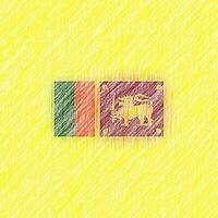 Sri Lanka flag pencil painting picture. Sri Lanka emblem shaded drawing canvas. photo