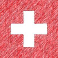 Switzerland flag pencil painting picture. Swiss emblem shaded drawing canvas. photo