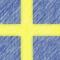 Sweden flag pencil painting picture. Swedish emblem shaded drawing canvas. photo