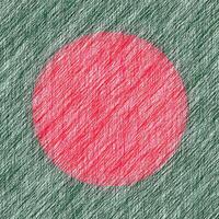 Bangladesh flag pencil painting picture. Bangladeshi emblem shaded drawing canvas. photo