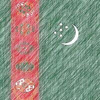 Turkmenistan flag pencil painting picture. Turkmenistani emblem shaded drawing canvas. photo
