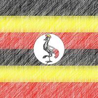 Uganda flag pencil painting picture. Uganda emblem shaded drawing canvas. photo