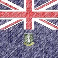 Virgin Islands UK flag pencil painting picture. Virgin Islands UK emblem shaded drawing canvas. photo