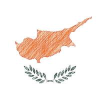 Cyprus flag pencil painting picture. Cyprus emblem shaded drawing canvas. photo