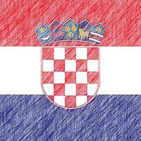 Croatia flag pencil painting picture. Croatia emblem shaded drawing canvas. photo