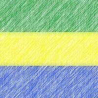 Gabon flag pencil painting picture. Gabonese emblem shaded drawing canvas. photo