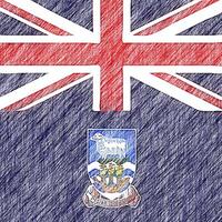 Falkland Islands flag pencil painting picture. Falkland Islands emblem shaded drawing canvas. photo