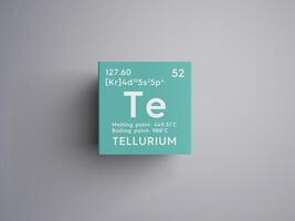 Tellurium. Metalloids. Chemical Element of Mendeleev's Periodic Table.. 3D illustration. photo