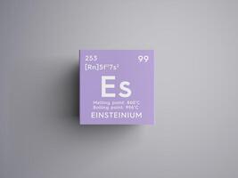 Einsteinium. Actinoids. Chemical Element of Mendeleev's Periodic Table. 3D illustration. photo