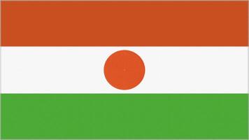 Niger embroidery flag. Emblem stitched fabric. Embroidered coat of arms. Country symbol textile background. photo