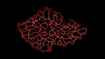 Neon frame effect map of the Czech Republic, glow, black background. video