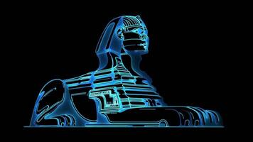 Neon frame effect Great Sphinx of Giza, glow, black background. video