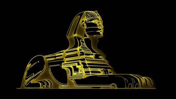 Neon frame effect Great Sphinx of Giza, glow, black background. video
