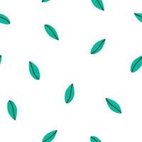 Hand drawn cute spring botany seamless pattern with leaves. Flat ecology abstract print design in colorful doodle style. Repeated background with nature, green foliage, wrapping or wallpaper. vector