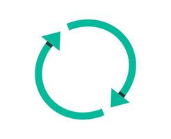Hand drawn cute illustration of reuse sign. Cycle icon with two arrows. Flat Earth day, environment protection design in colored doodle style. Recycle, reduce sticker or print. Isolated. vector