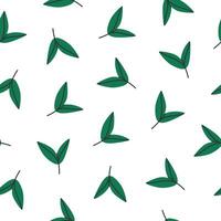 Hand drawn cute spring botany seamless pattern with sprout. Flat little plant print design in colorful doodle style. Repeated background with nature, green foliage, wrapping or wallpaper. vector