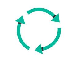Hand drawn cute illustration of recycle sign. Cycle icon with three arrows. Flat Earth day, environment protection design in colored doodle style. Reuse, reduce sticker or print. Isolated. vector