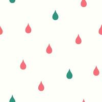 Hand drawn cute seamless pattern with colored drops. Flat abstract rainy weather print design in doodle style. Organic, nature concept. Repeated background, wrapping or wallpaper. vector