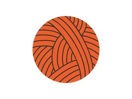 Hand drawn illustration ball of threads. Flat handmade, knitting equipment concept in colored doodle style. Skein, wool sticker, icon or print. Isolated on white background. vector