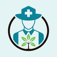 cosecha médico agricultor planta botánica agricultura logo vector