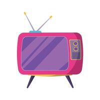 retro televisión en brillante colores nostalgia mano dibujado garabatear ilustración 90s estilo vector