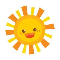 Hand draw cute sun isolated on white background vector