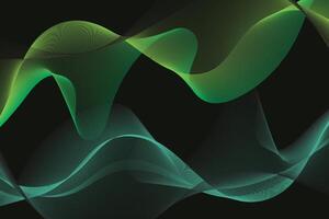 Dark background with floating green color abstract shapes vector