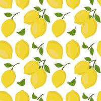 Seamless pattern with yellow lemons. Hand drawn fruit repeated background vector