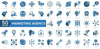 Marketing Agency icon. Market Vision, Creative Spark, Brand Catalyst, Digital Pulse, Strategy Nexus, Impact Hub, Trend Forge, Media Fusion and Buzz Spectrum vector