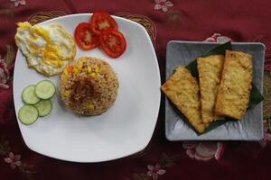 Homemade simple fried rice, Indonesia photo