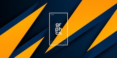 Abstract dark blue and orange triangle on dark color geometric modern design. Overlap papercut futuristic background illustration. Eps10 vector