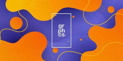 Dynamic orange and purple textured background fluid design in 3D style with wave orange color. Eps10 vector