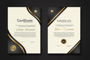 Luxury certificate template with textured effect dan line gold shine on frame background. new Collections vector
