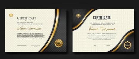 Luxury certificate template with textured effect dan line gold shine on frame background. new Collections vector