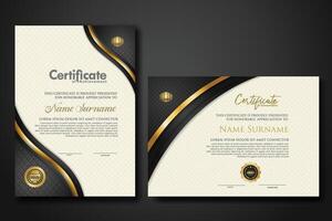 Luxury certificate template with textured effect dan line gold shine on frame background. new Collections vector